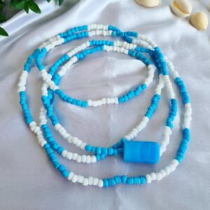 Guia Azul Celeste e Branco Miçangão c/ Firma