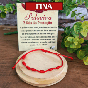 Pulseira dos 7 Nós Vermelha Kaballah Fina - Imagem 1
