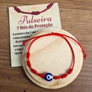 Pulseira dos 7 Nós Vermelha Kaballah Olho Grego - Imagem 2