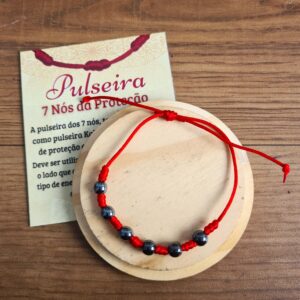 Pulseira dos 7 Nós Vermelha Kaballah - Hematita - Imagem 2