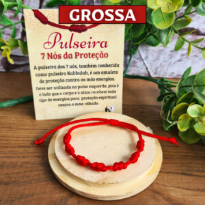 Pulseira dos 7 Nós Vermelha Kaballah Grossa - Imagem 1