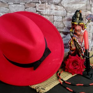 Chapéu de Pomba Gira Vermelho - Veludo - Imagem 1