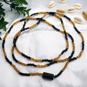 Guia Marrom Dourado e Preto Miçangão c/ Firma - Imagem 1